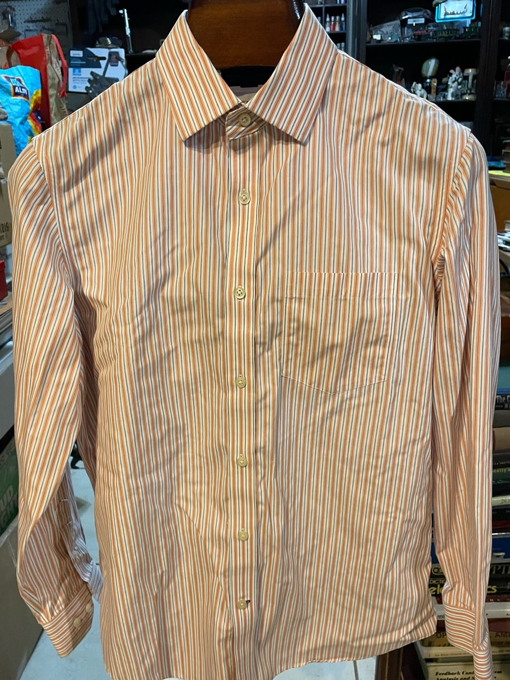Banana Republic Orange and White Striped Dress Shirt